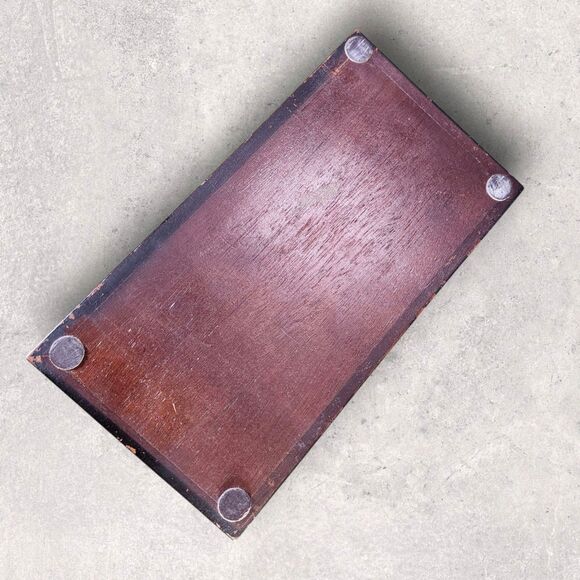 Vintage Bombay Company Mahogany Jewelry Box Red Velvet Lined w/ 2 Keys Large - Picture 11 of 16